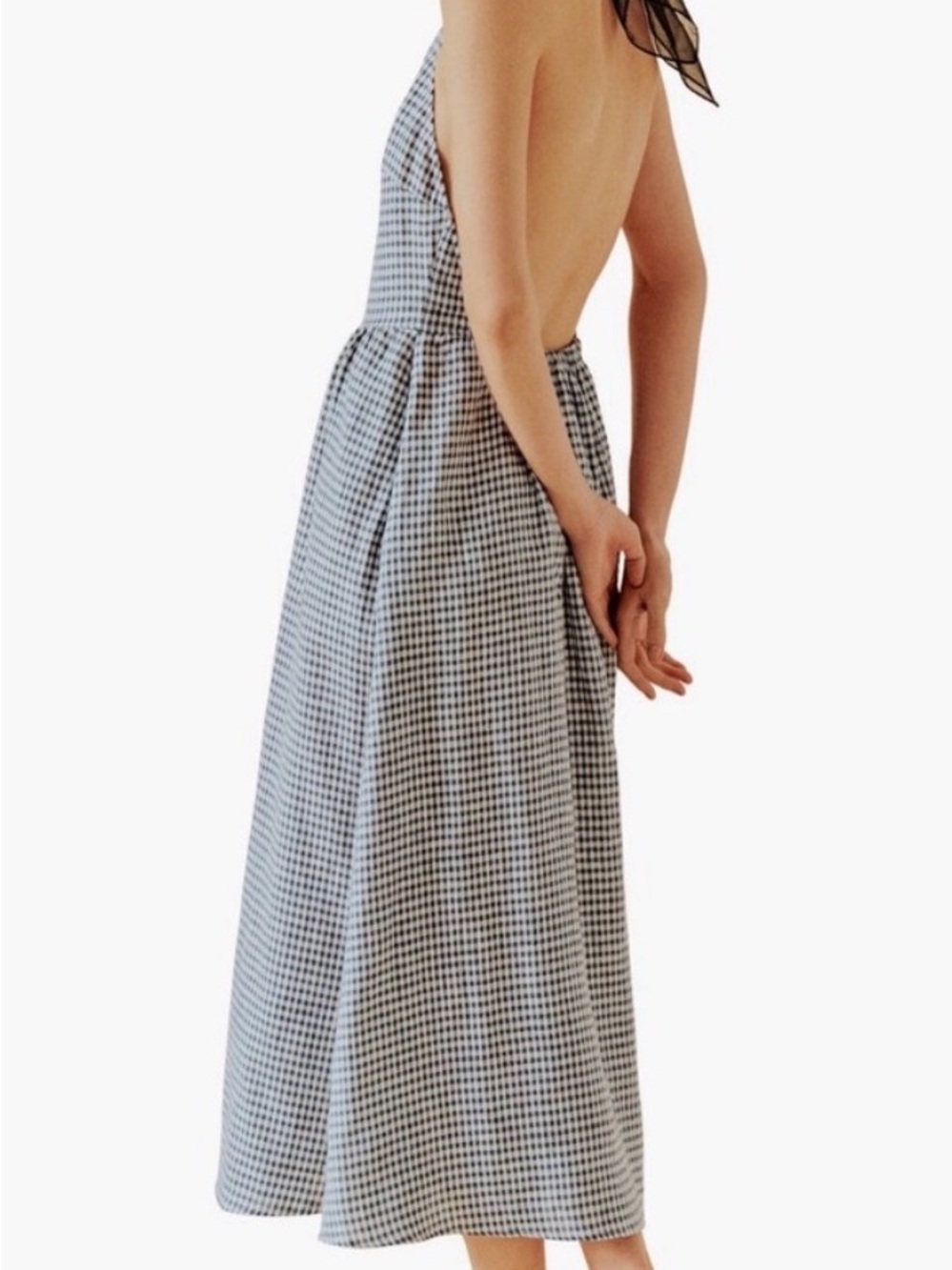 Reformation Tace Halter Gingham Dress - Slate Check - Picture 4 of 7